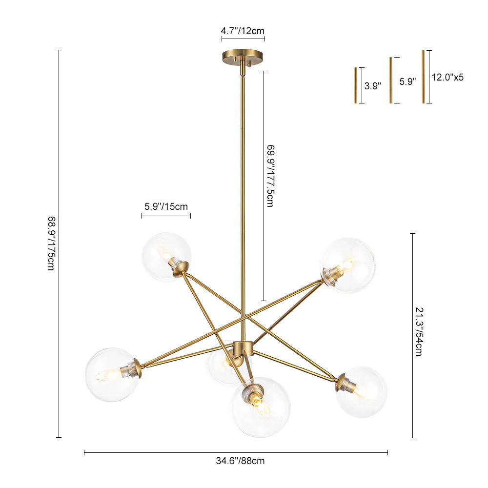 Celestial Glass Globe Staggered Linear Sputnik Chandelier - Image 10