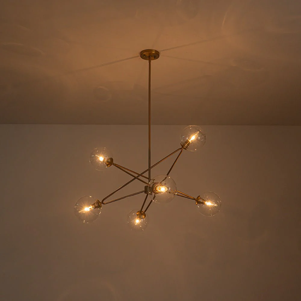 Celestial Glass Globe Staggered Linear Sputnik Chandelier - Image 12