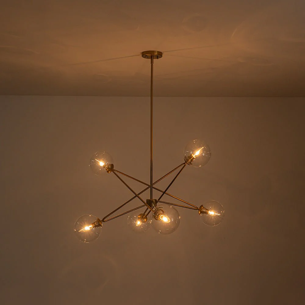Celestial Glass Globe Staggered Linear Sputnik Chandelier - Image 13