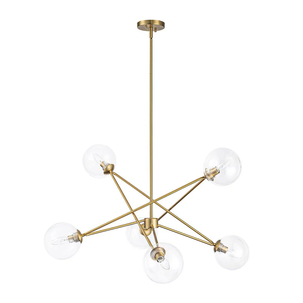 Celestial Glass Globe Staggered Linear Sputnik Chandelier - Image 3