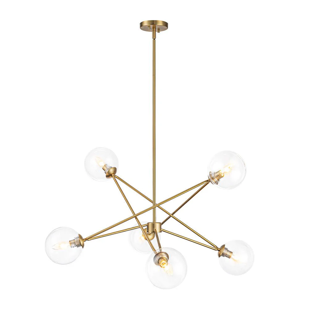 Celestial Glass Globe Staggered Linear Sputnik Chandelier - Image 4