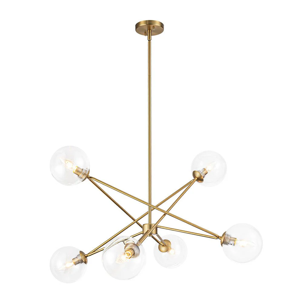 Celestial Glass Globe Staggered Linear Sputnik Chandelier - Image 6