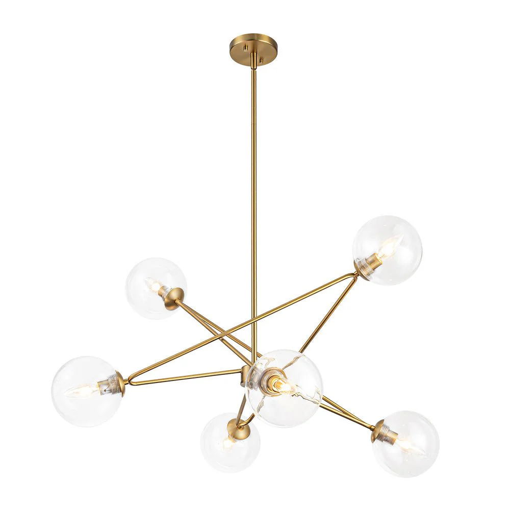 Celestial Glass Globe Staggered Linear Sputnik Chandelier - Image 8