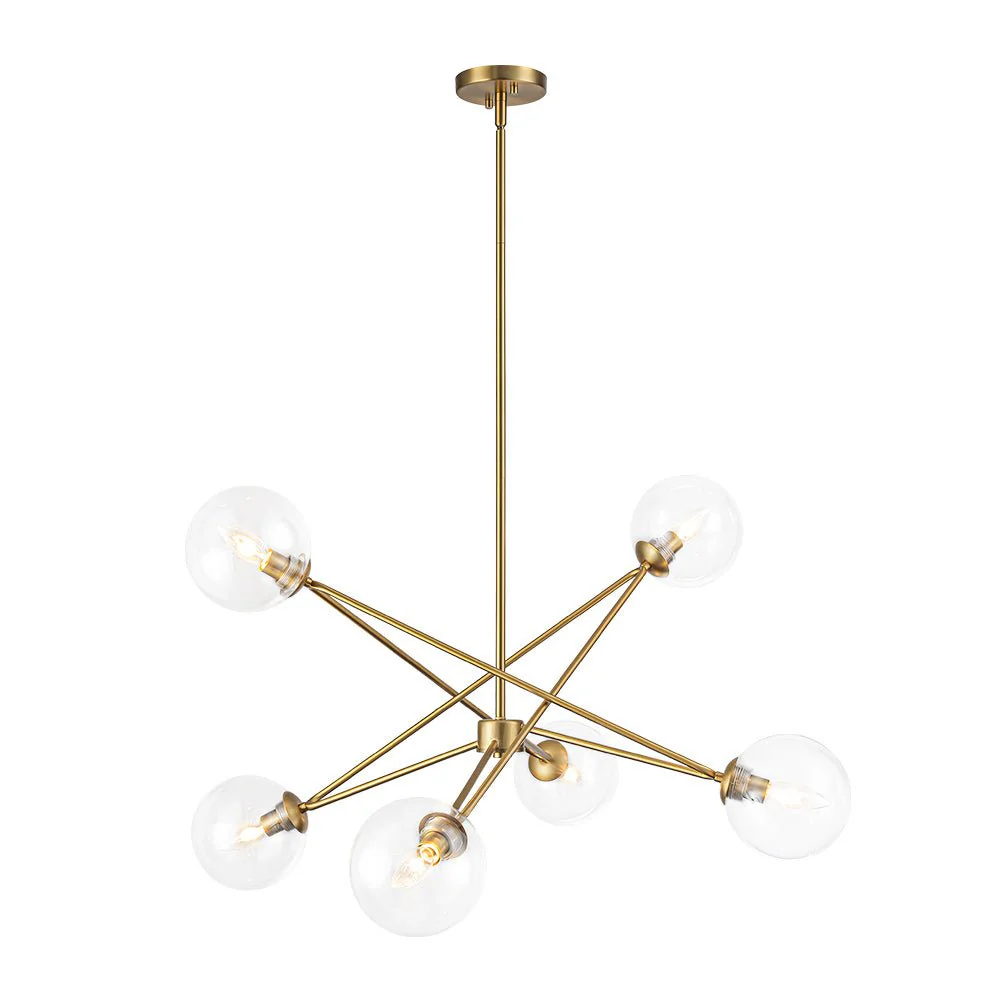 Celestial Glass Globe Staggered Linear Sputnik Chandelier - Image 9