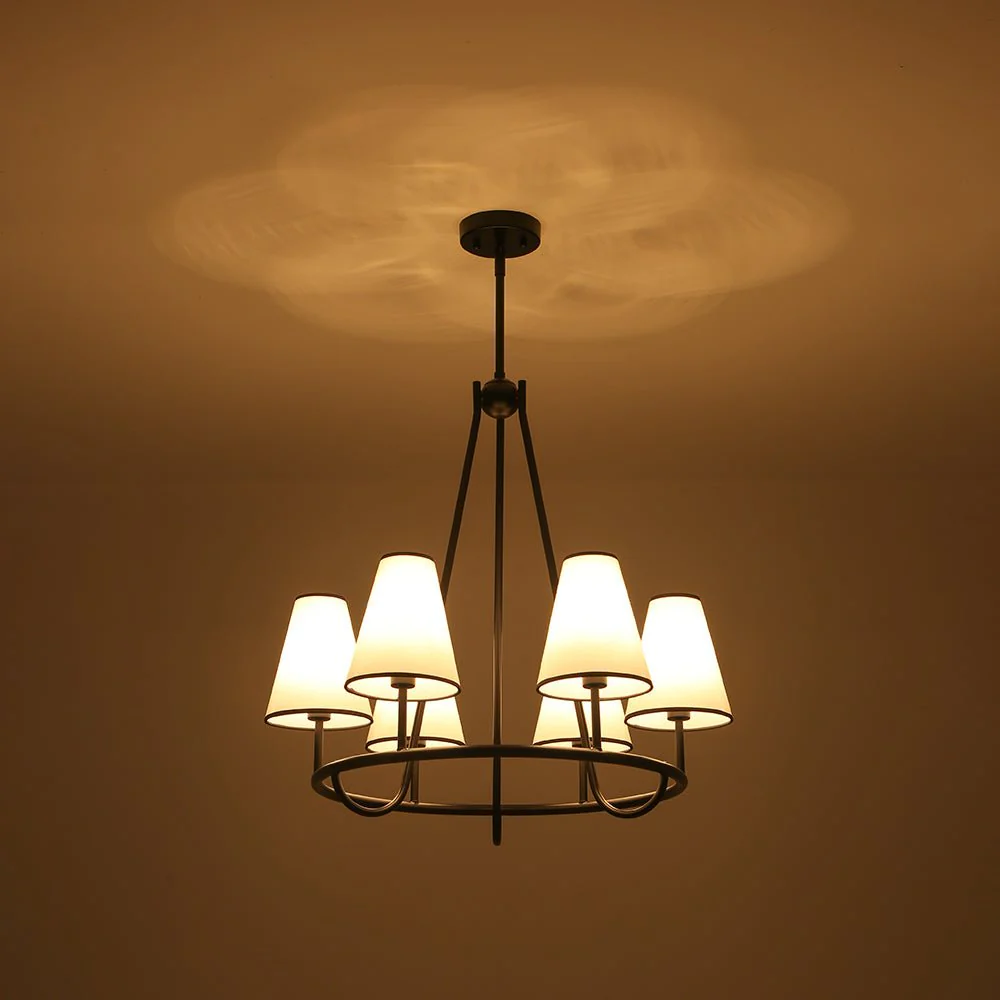 Classic 6-Light Fabric Conical Shade Wheel Chandelier - Image 10