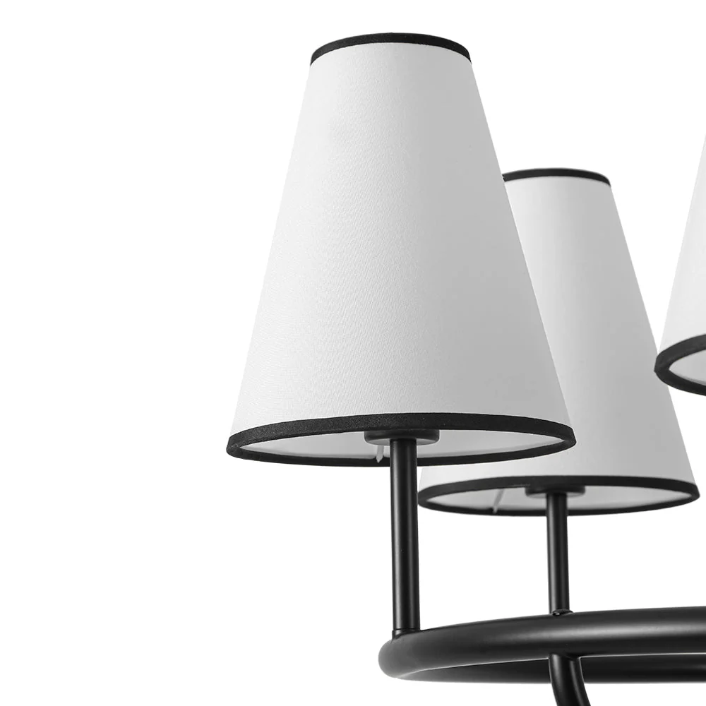 Classic 6-Light Fabric Conical Shade Wheel Chandelier - Image 11