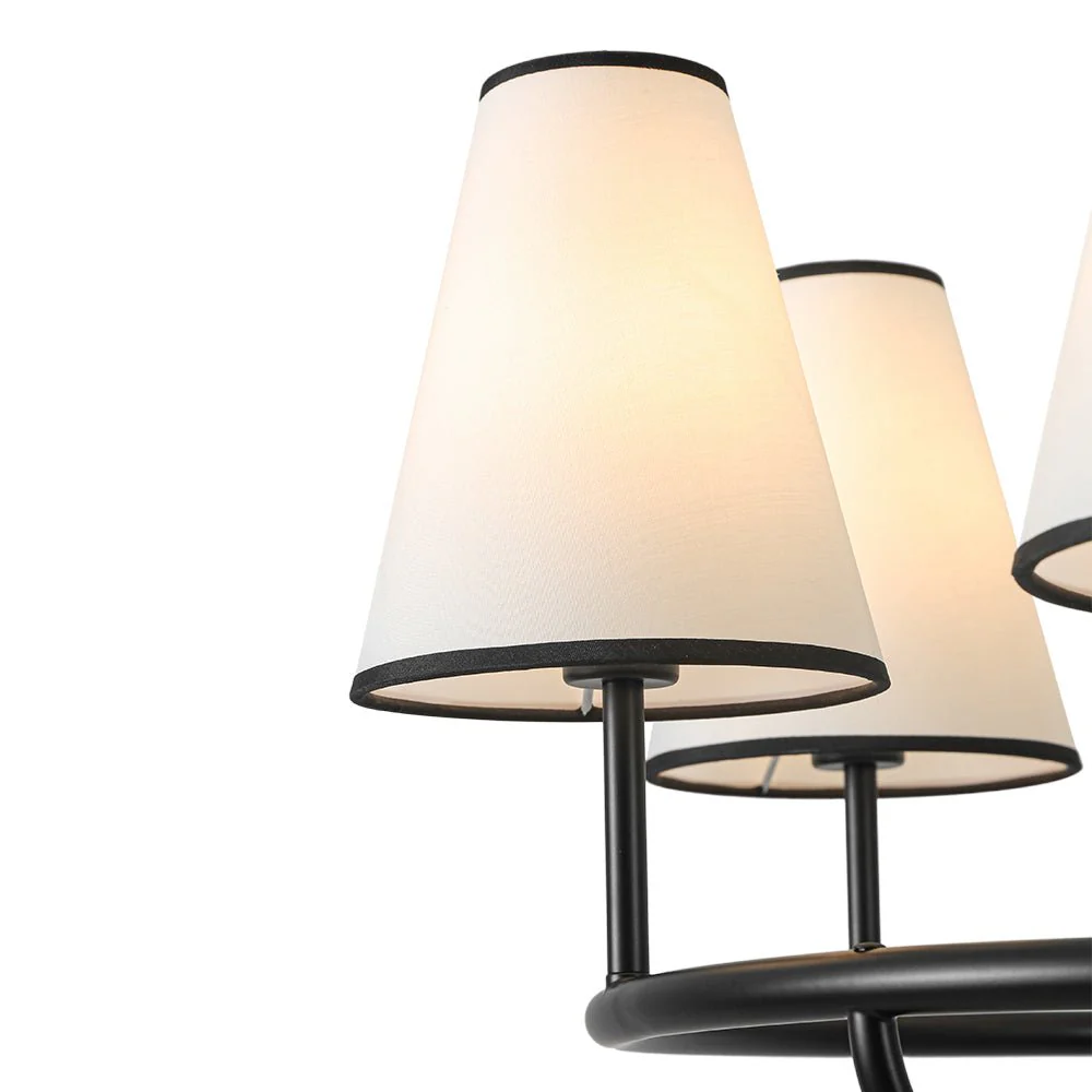 Classic 6-Light Fabric Conical Shade Wheel Chandelier - Image 12