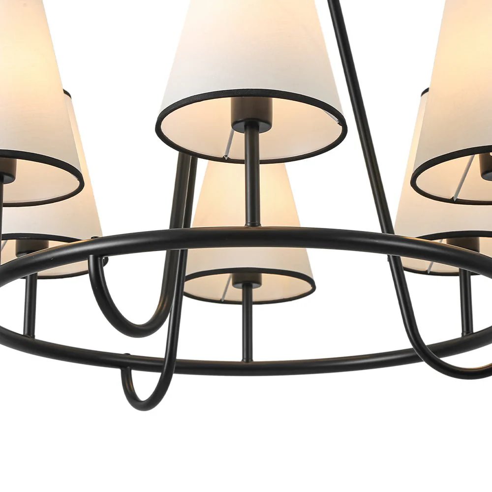 Classic 6-Light Fabric Conical Shade Wheel Chandelier - Image 13