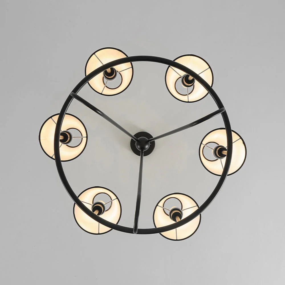 Classic 6-Light Fabric Conical Shade Wheel Chandelier - Image 16