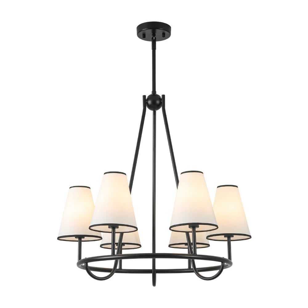 Classic 6-Light Fabric Conical Shade Wheel Chandelier - Image 3