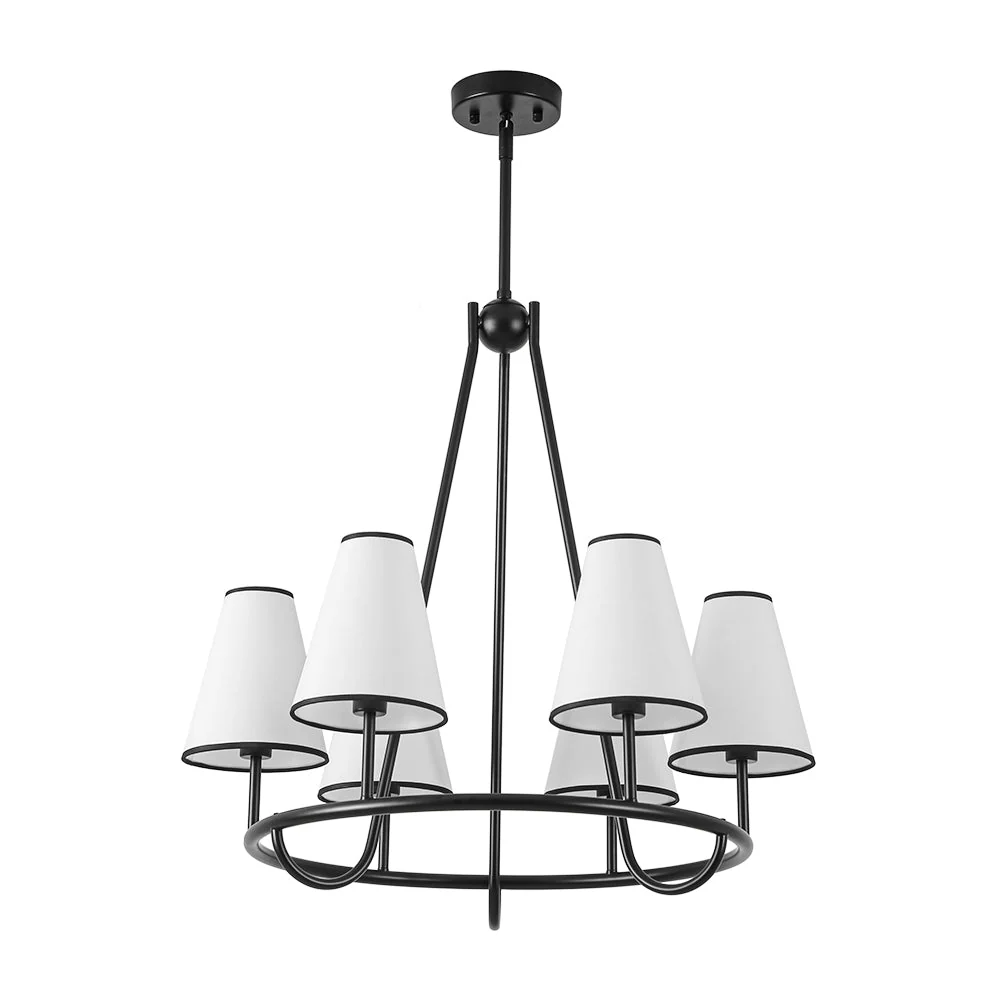Classic 6-Light Fabric Conical Shade Wheel Chandelier - Image 5