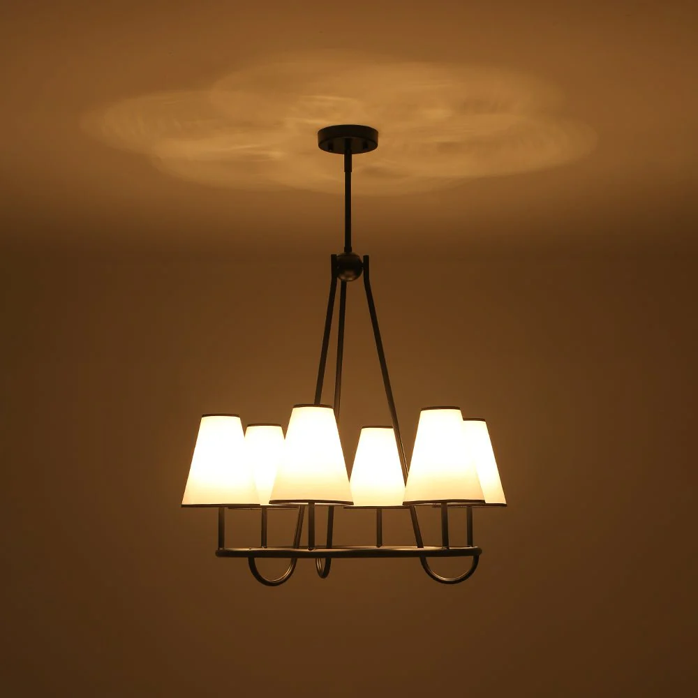 Classic 6-Light Fabric Conical Shade Wheel Chandelier - Image 9