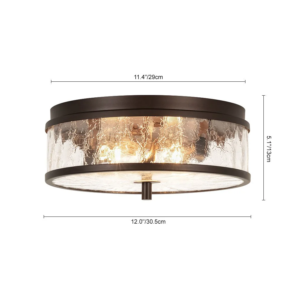 Clear Crackled Glass Drum Flush Mount Light - Image 10