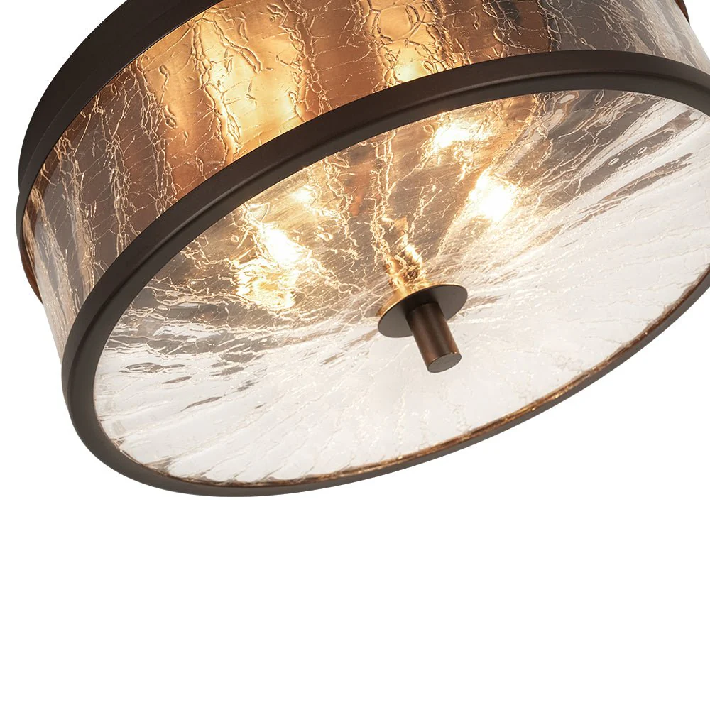 Clear Crackled Glass Drum Flush Mount Light - Image 11