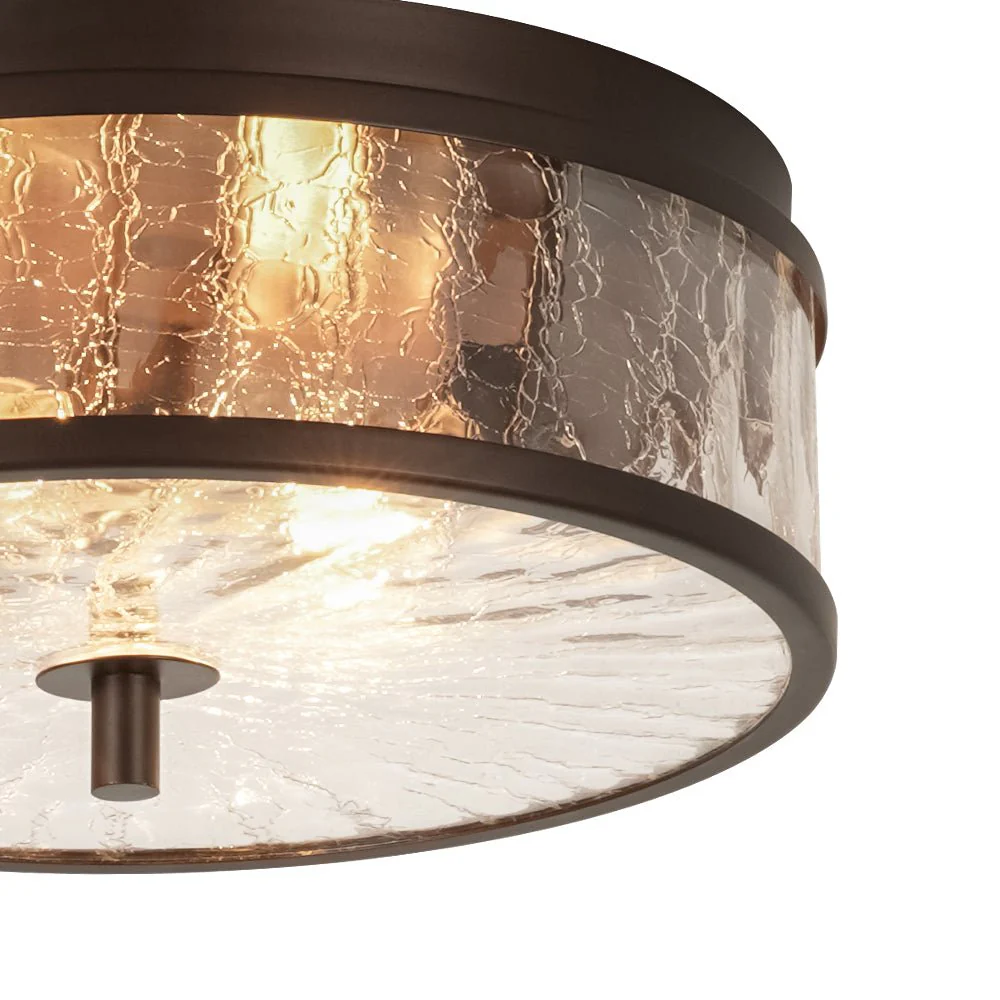 Clear Crackled Glass Drum Flush Mount Light - Image 13