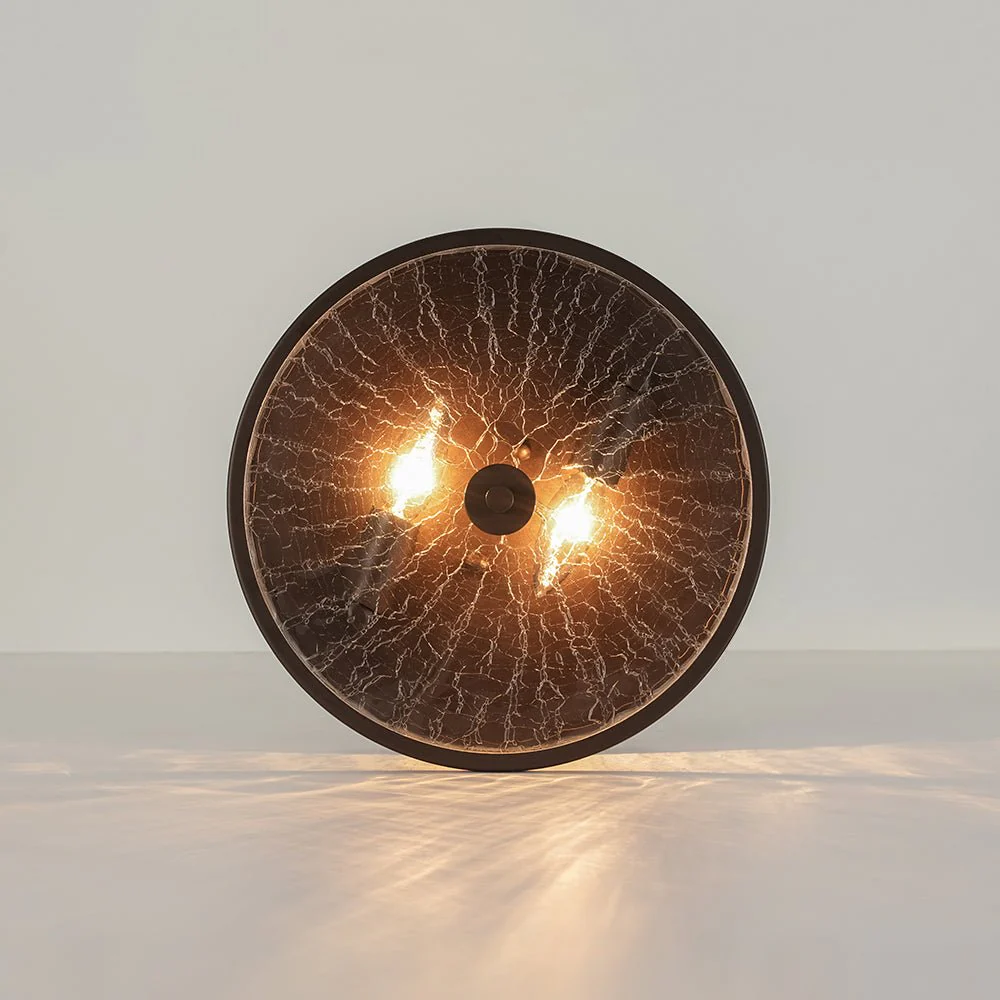 Clear Crackled Glass Drum Flush Mount Light - Image 15