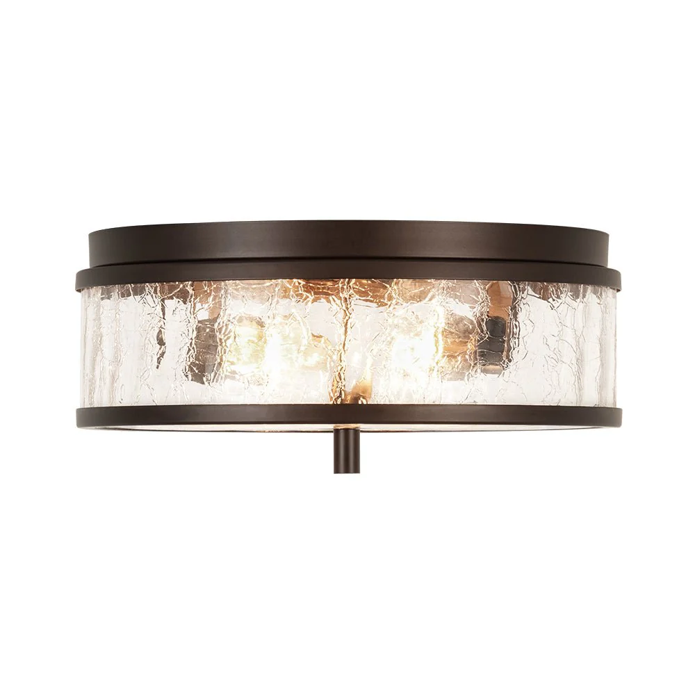 Clear Crackled Glass Drum Flush Mount Light - Image 5