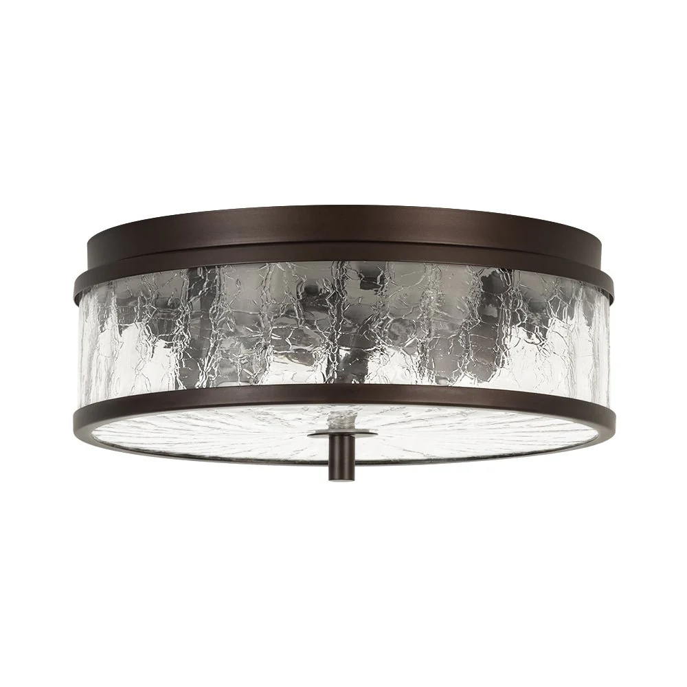 Clear Crackled Glass Drum Flush Mount Light - Image 6