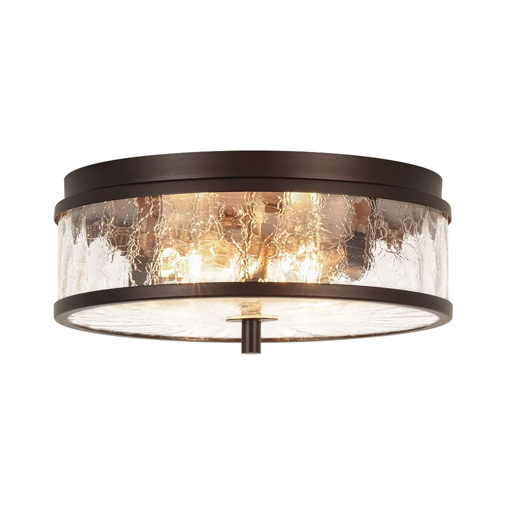 Clear Crackled Glass Drum Flush Mount Light - Image 7