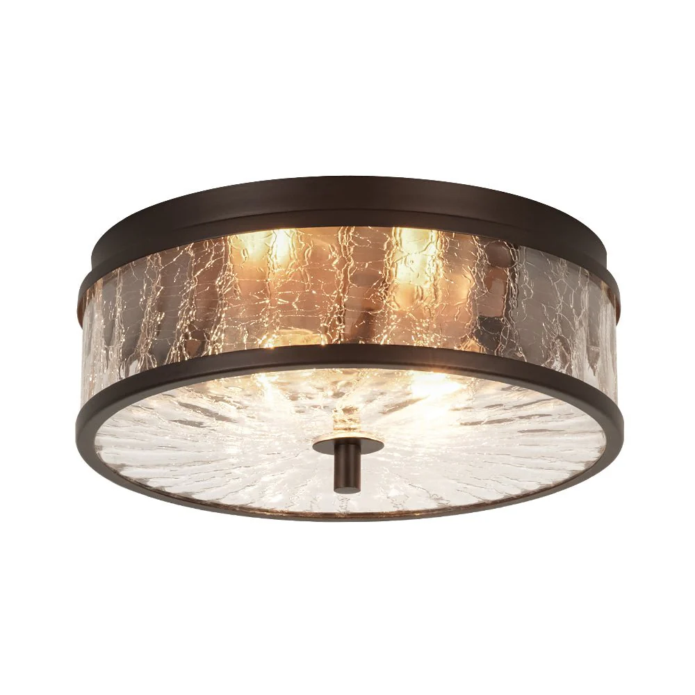 Clear Crackled Glass Drum Flush Mount Light - Image 8
