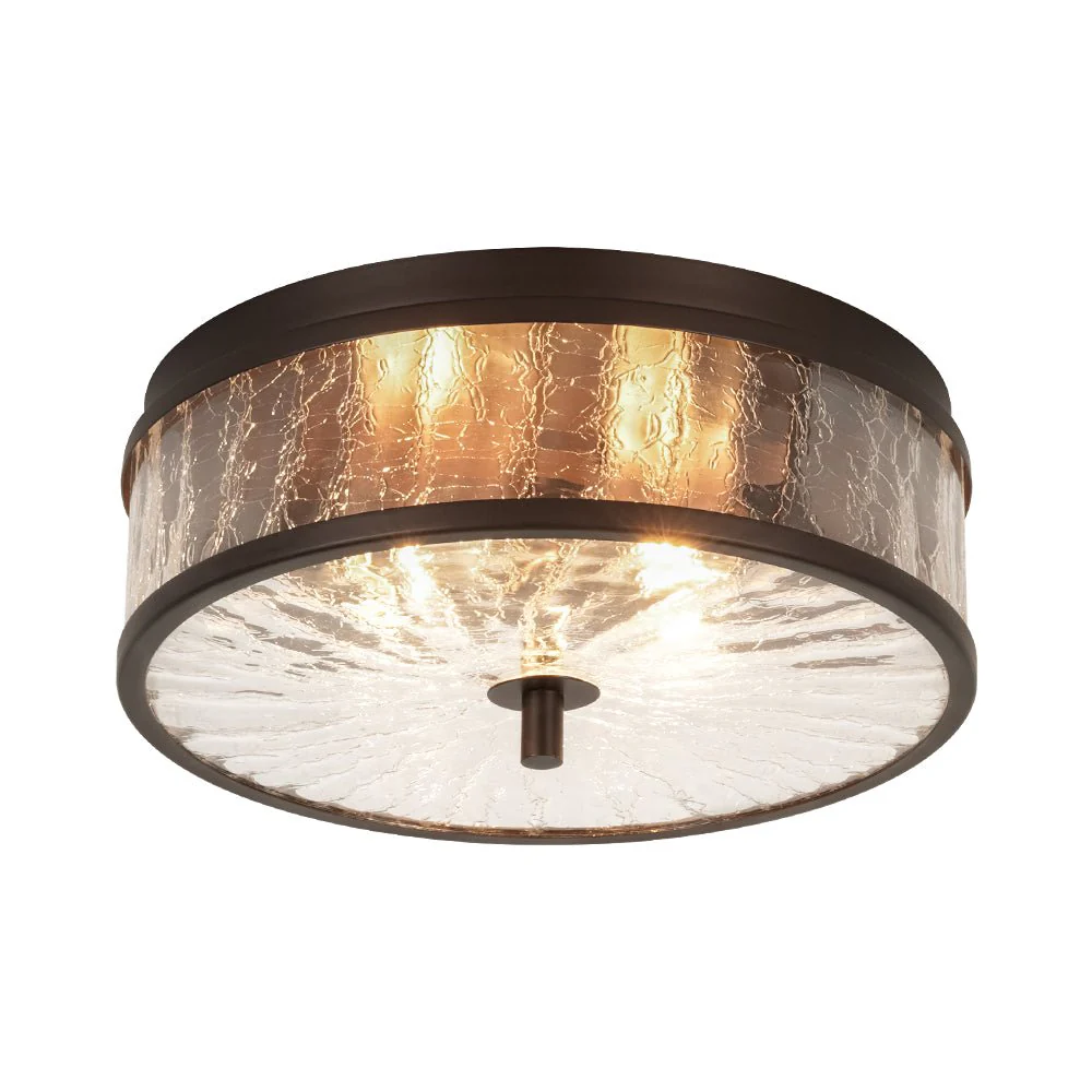 Clear Crackled Glass Drum Flush Mount Light - Image 9
