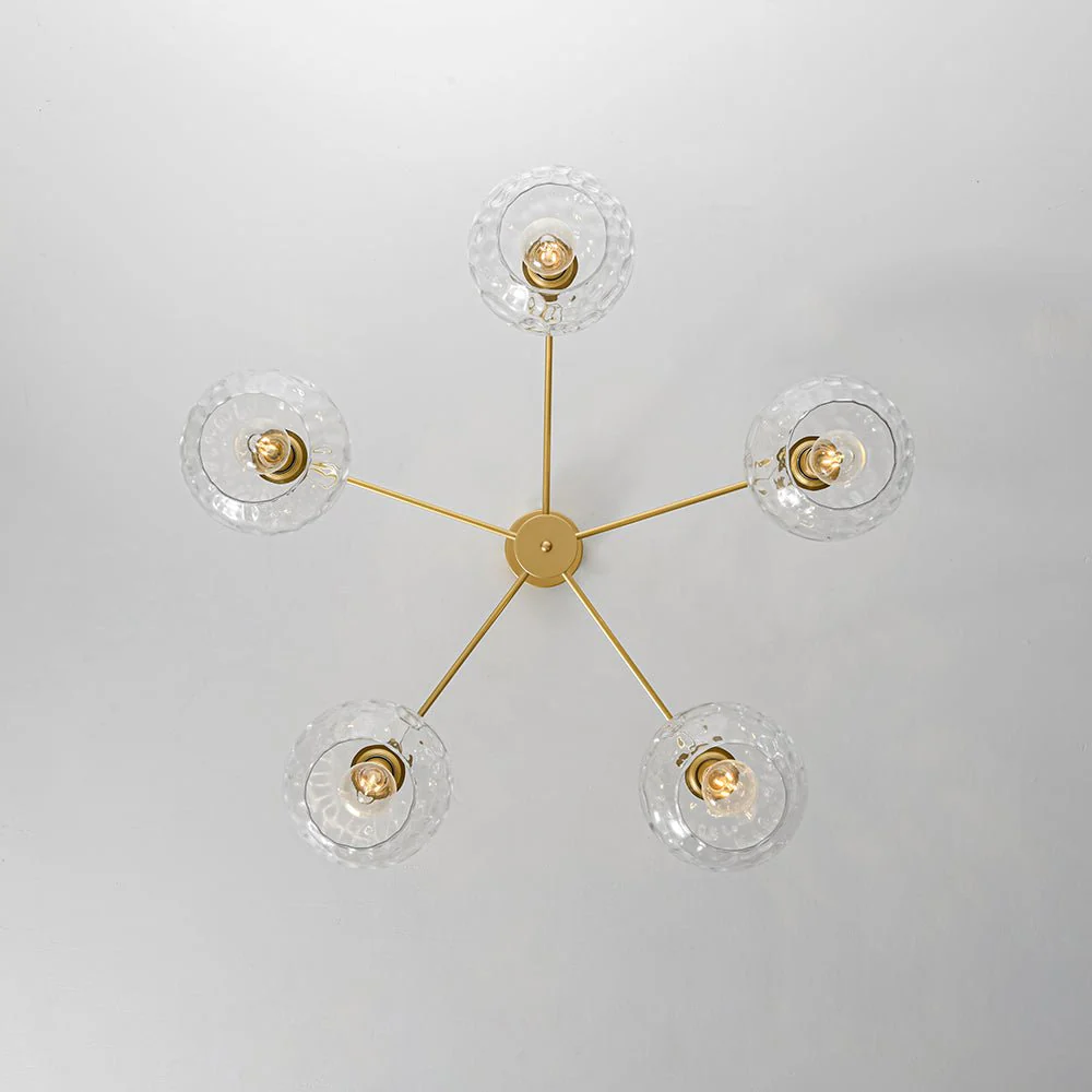 Clear Hammered Glass Globe 5-light Round Sputnik Chandelier - Image 14