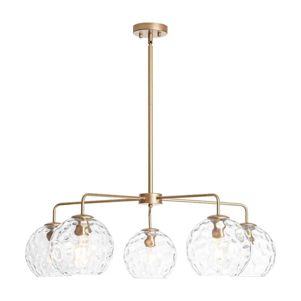 Clear Hammered Glass Globe 5-light Round Sputnik Chandelier - Image 2