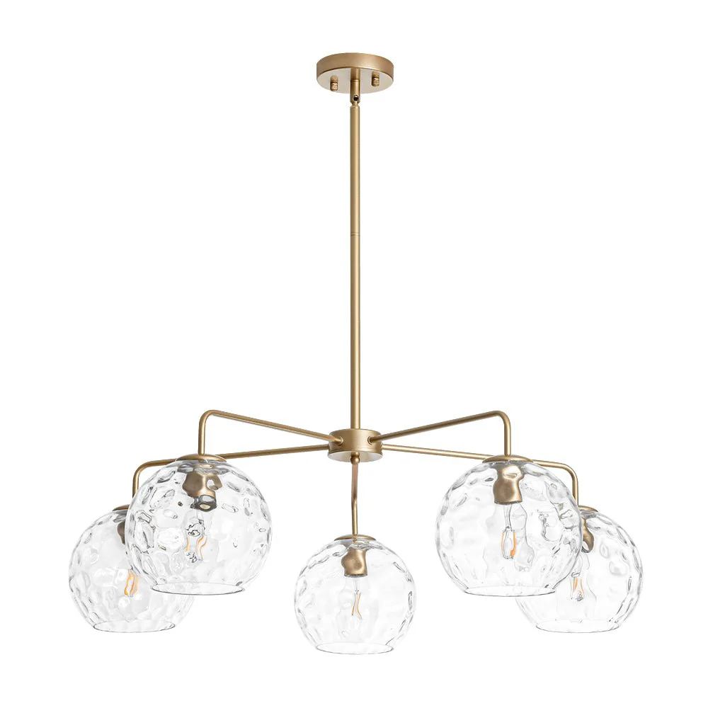 Clear Hammered Glass Globe 5-light Round Sputnik Chandelier - Image 3