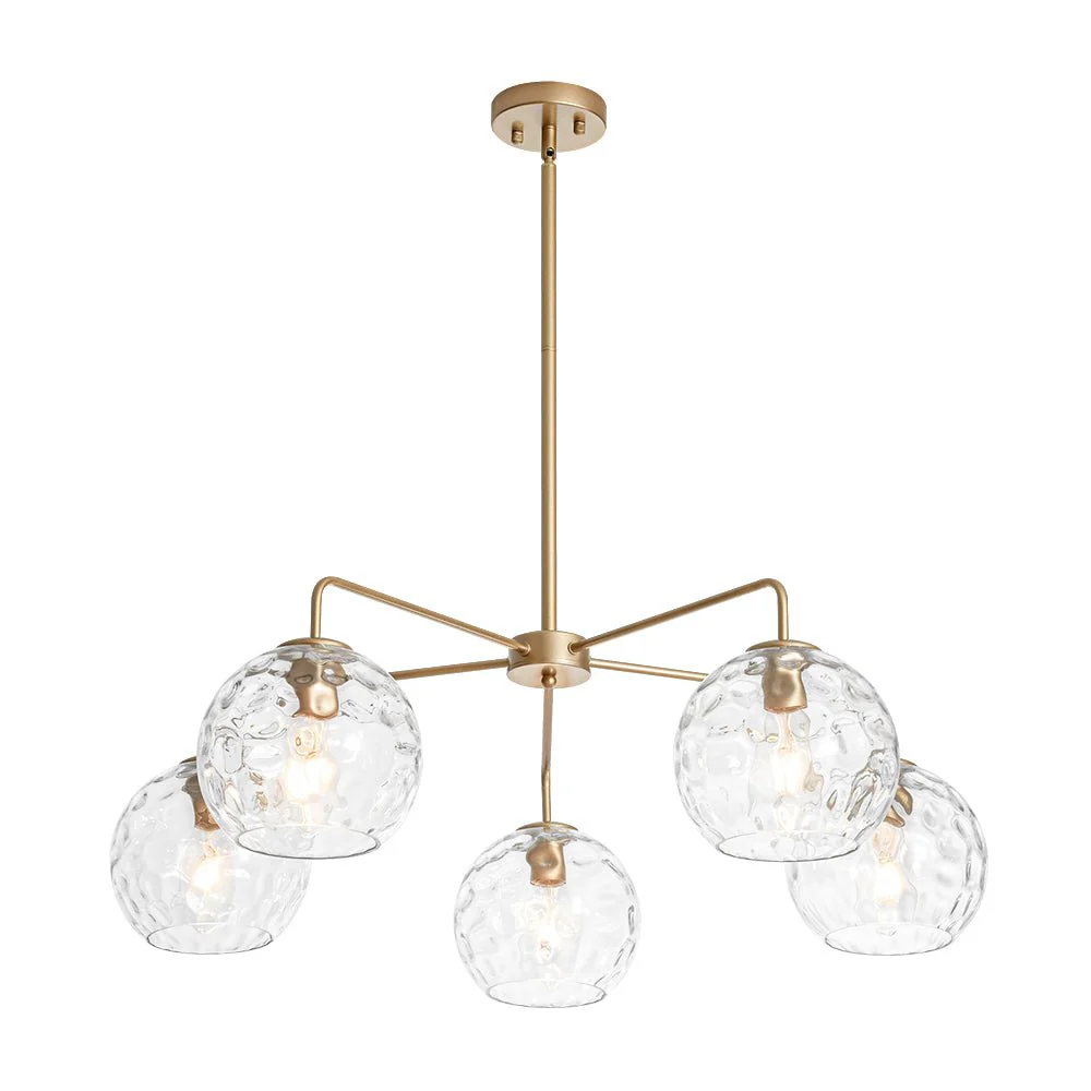 Clear Hammered Glass Globe 5-light Round Sputnik Chandelier - Image 4