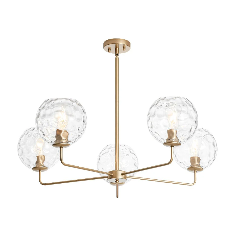 Clear Hammered Glass Globe 5-light Round Sputnik Chandelier - Image 5