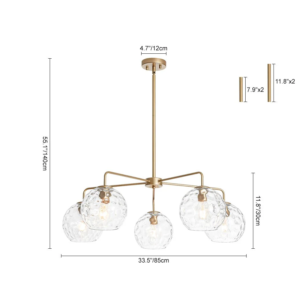 Clear Hammered Glass Globe 5-light Round Sputnik Chandelier - Image 6
