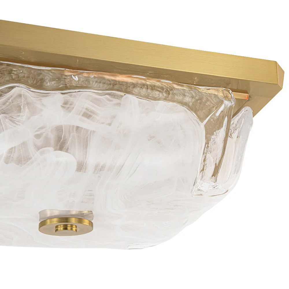 Cloudy White Glazed Glass Square Flush Mount Ceiling Light - Image 11