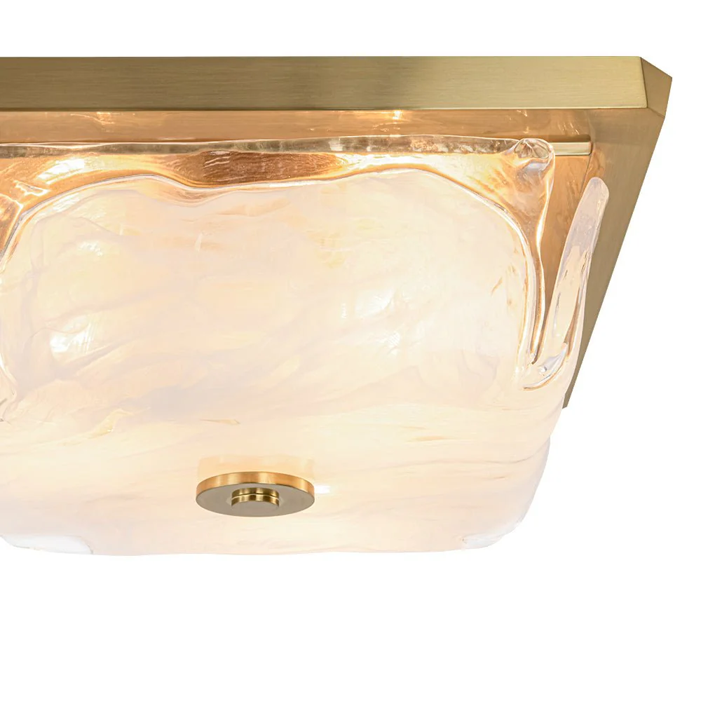 Cloudy White Glazed Glass Square Flush Mount Ceiling Light - Image 12