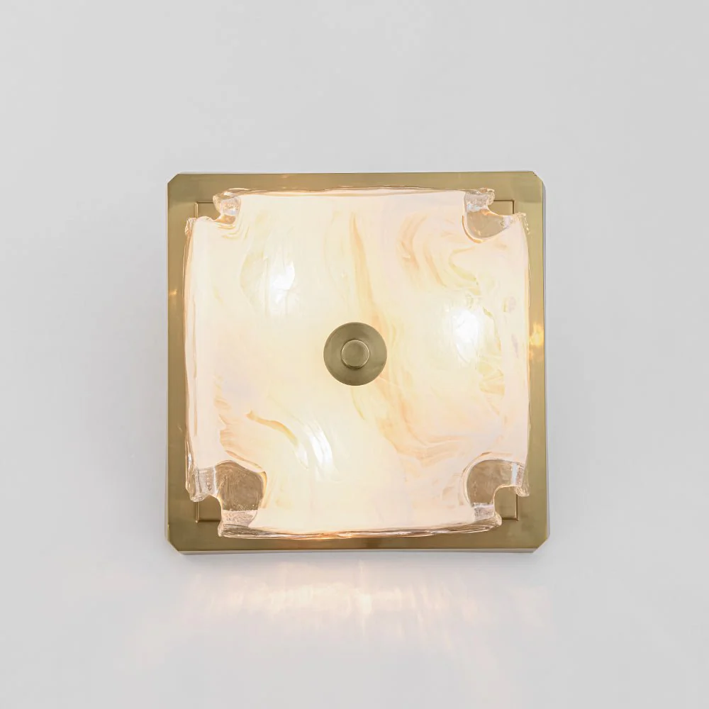 Cloudy White Glazed Glass Square Flush Mount Ceiling Light - Image 13