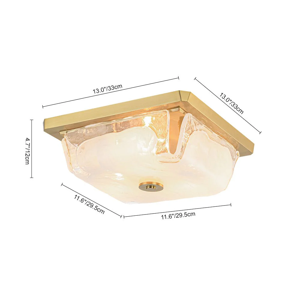 Cloudy White Glazed Glass Square Flush Mount Ceiling Light - Image 3