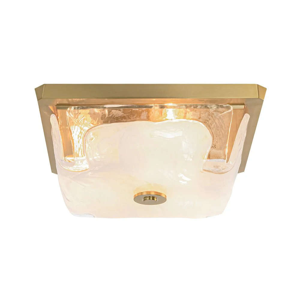 Cloudy White Glazed Glass Square Flush Mount Ceiling Light - Image 4