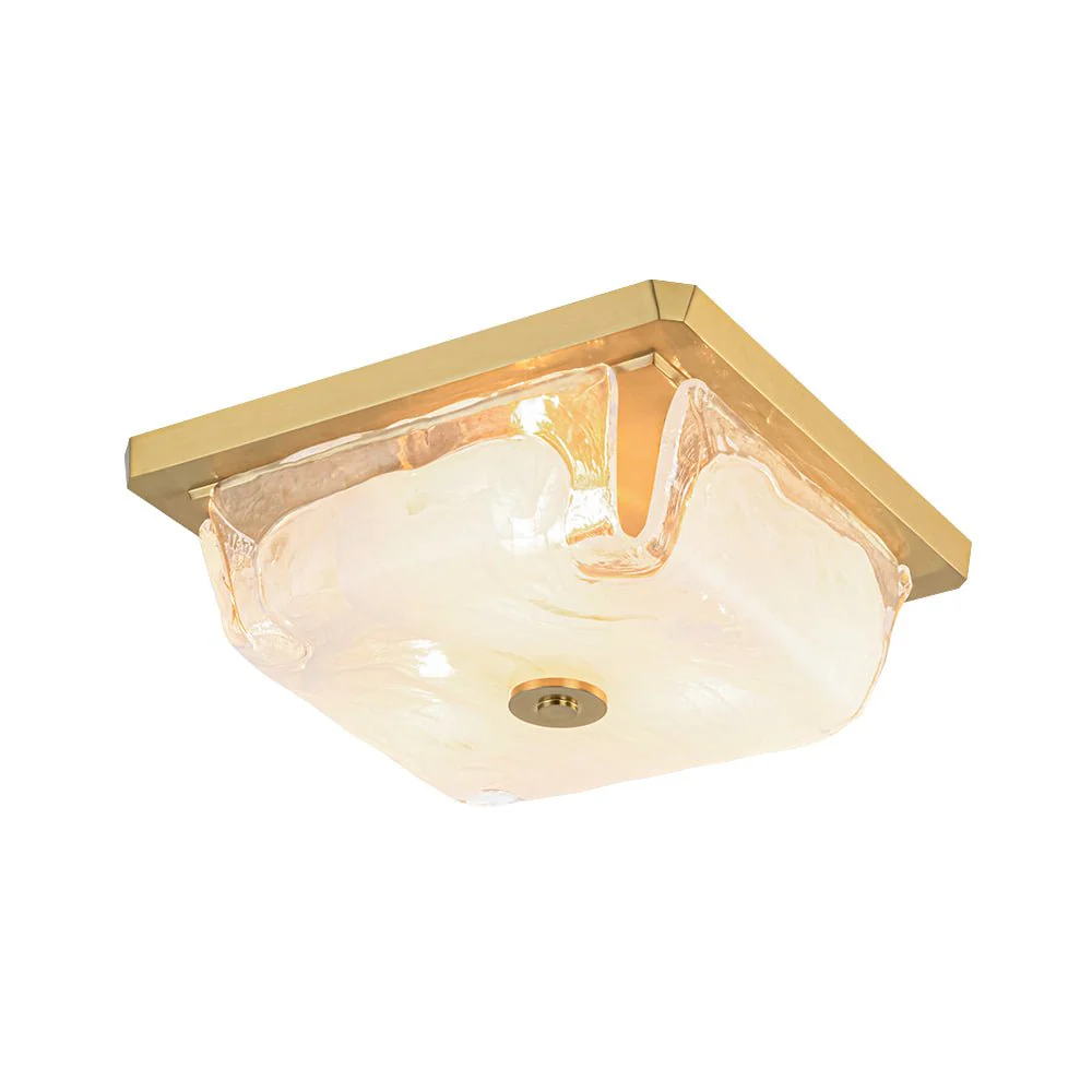 Cloudy White Glazed Glass Square Flush Mount Ceiling Light - Image 5