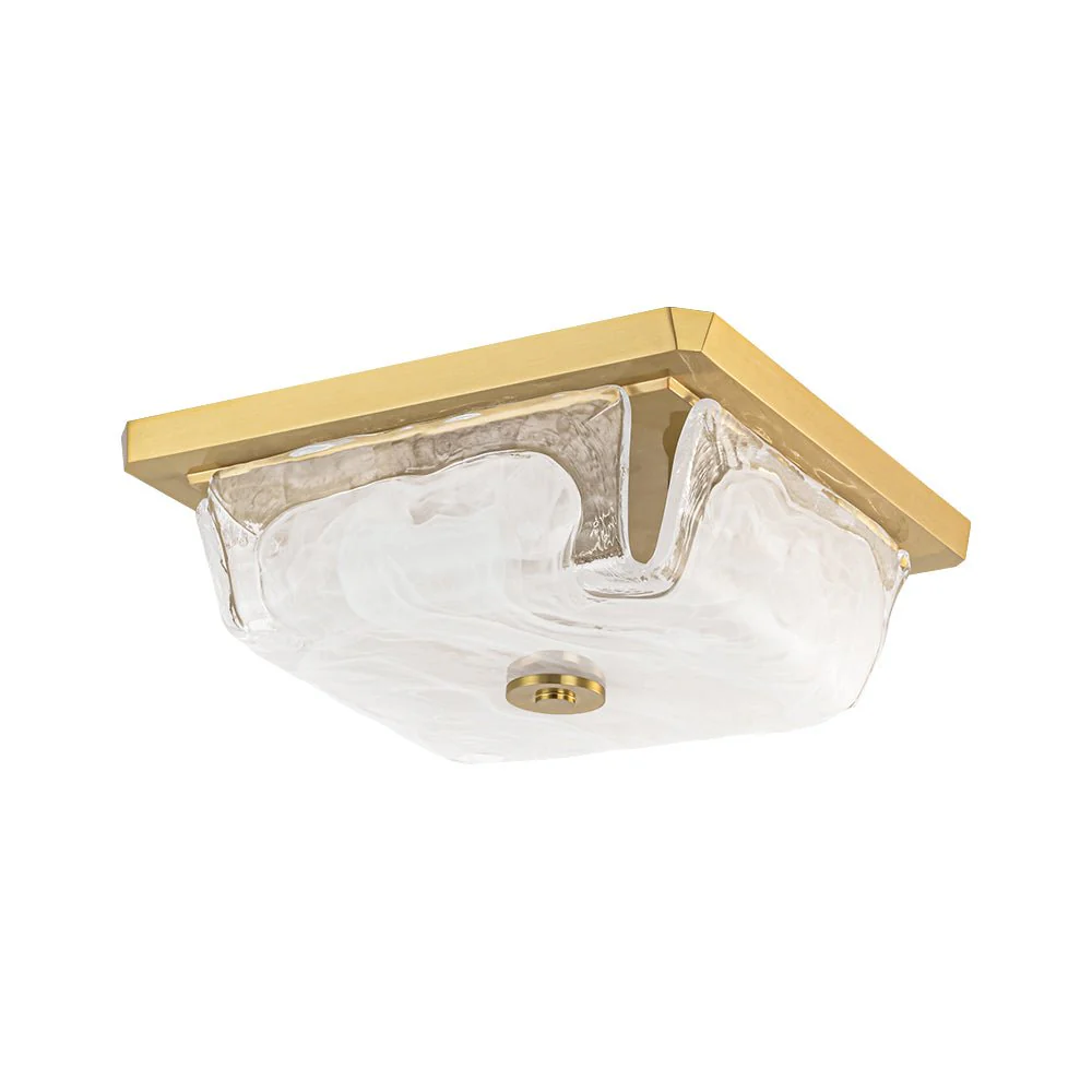 Cloudy White Glazed Glass Square Flush Mount Ceiling Light - Image 6