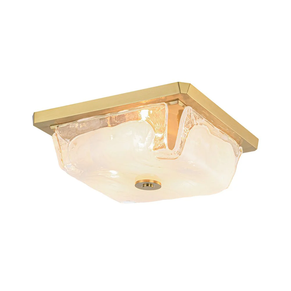 Cloudy White Glazed Glass Square Flush Mount Ceiling Light - Image 7