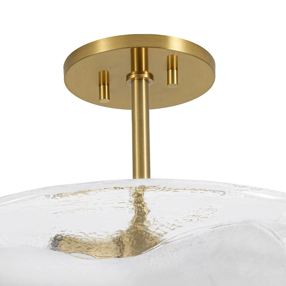 Cloudy Style Textured Glass Shallow Bowl Round Semi Flush Mount - Image 10