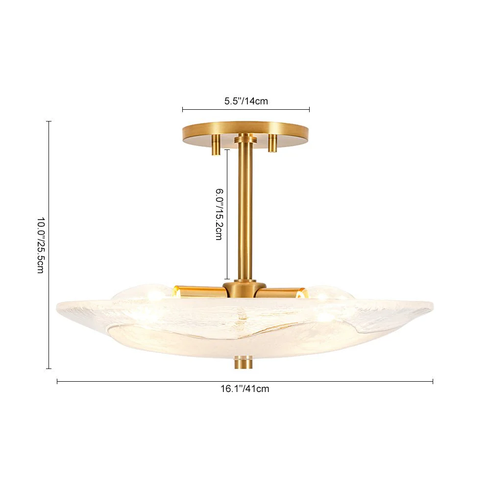 Cloudy Style Textured Glass Shallow Bowl Round Semi Flush Mount - Image 14
