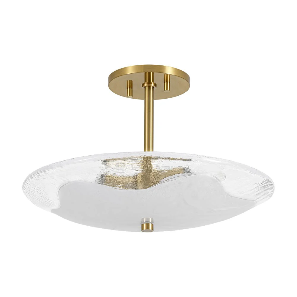Cloudy Style Textured Glass Shallow Bowl Round Semi Flush Mount - Image 4