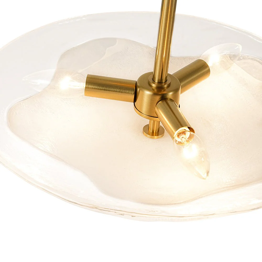 Cloudy Style Textured Glass Shallow Bowl Round Semi Flush Mount - Image 8