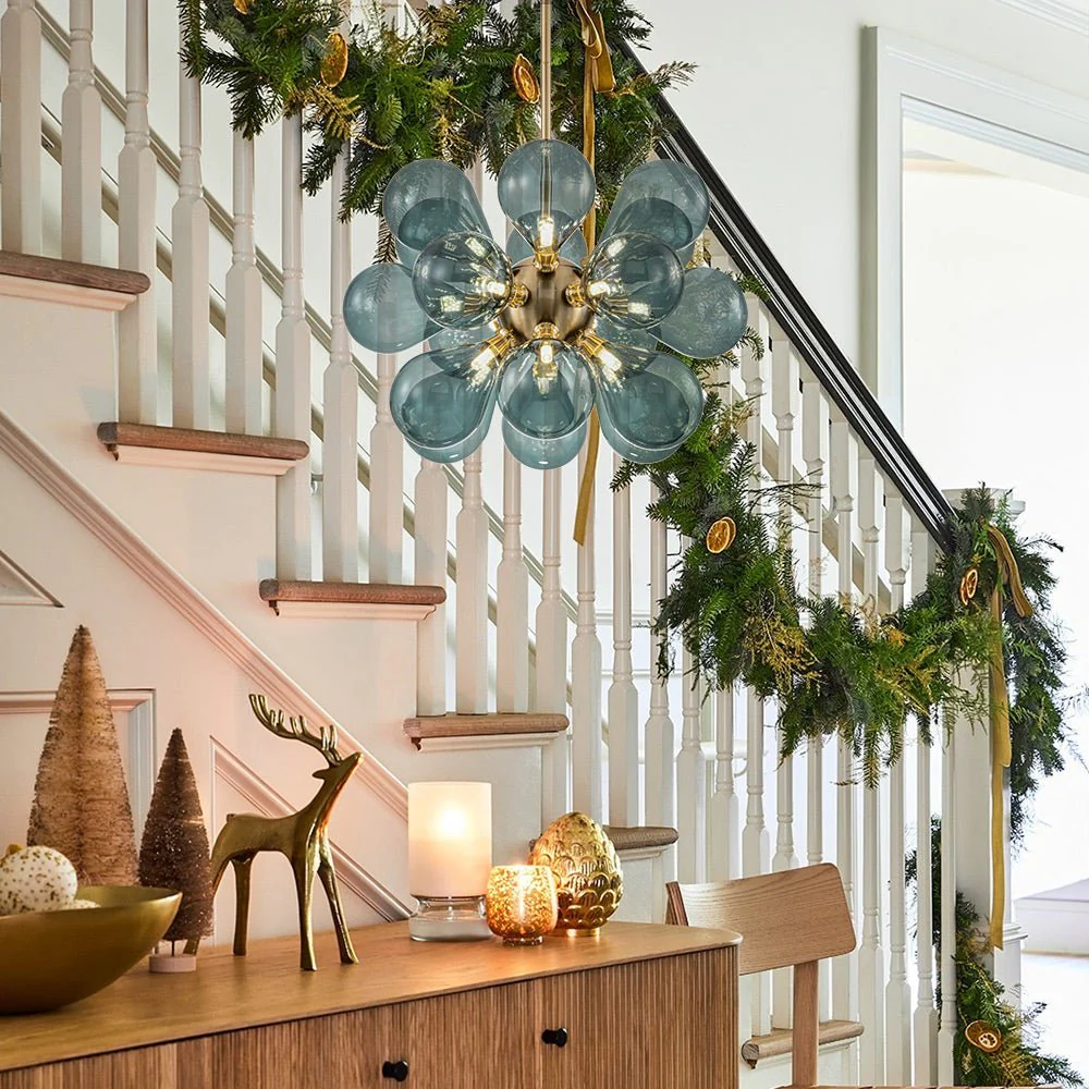 Cluster Blue Glass Bubble Chandelier - Image 10
