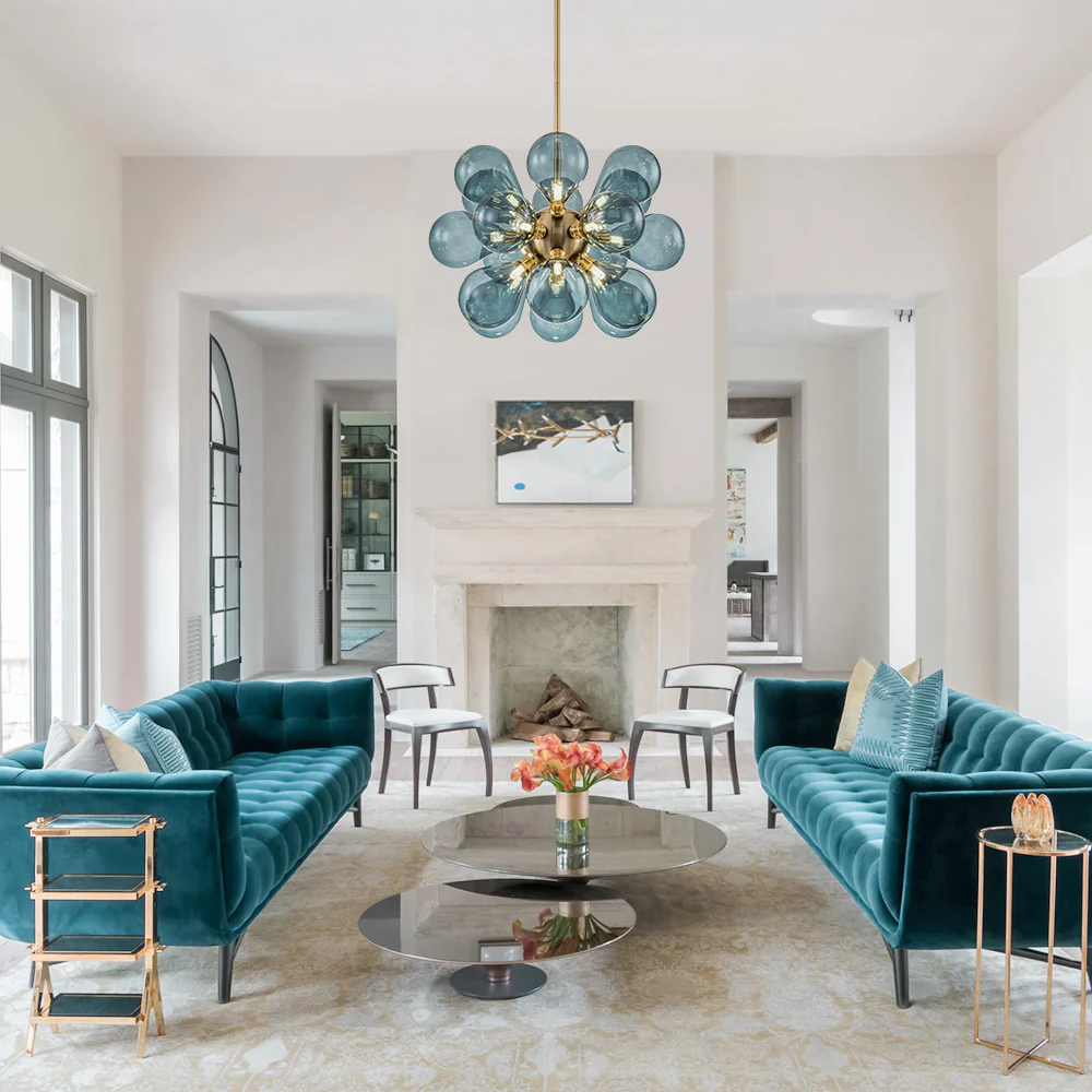Cluster Blue Glass Bubble Chandelier - Image 11