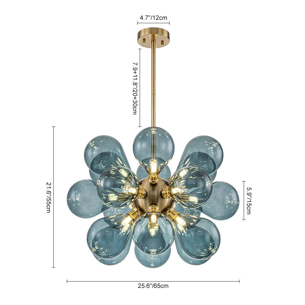 Cluster Blue Glass Bubble Chandelier - Image 19