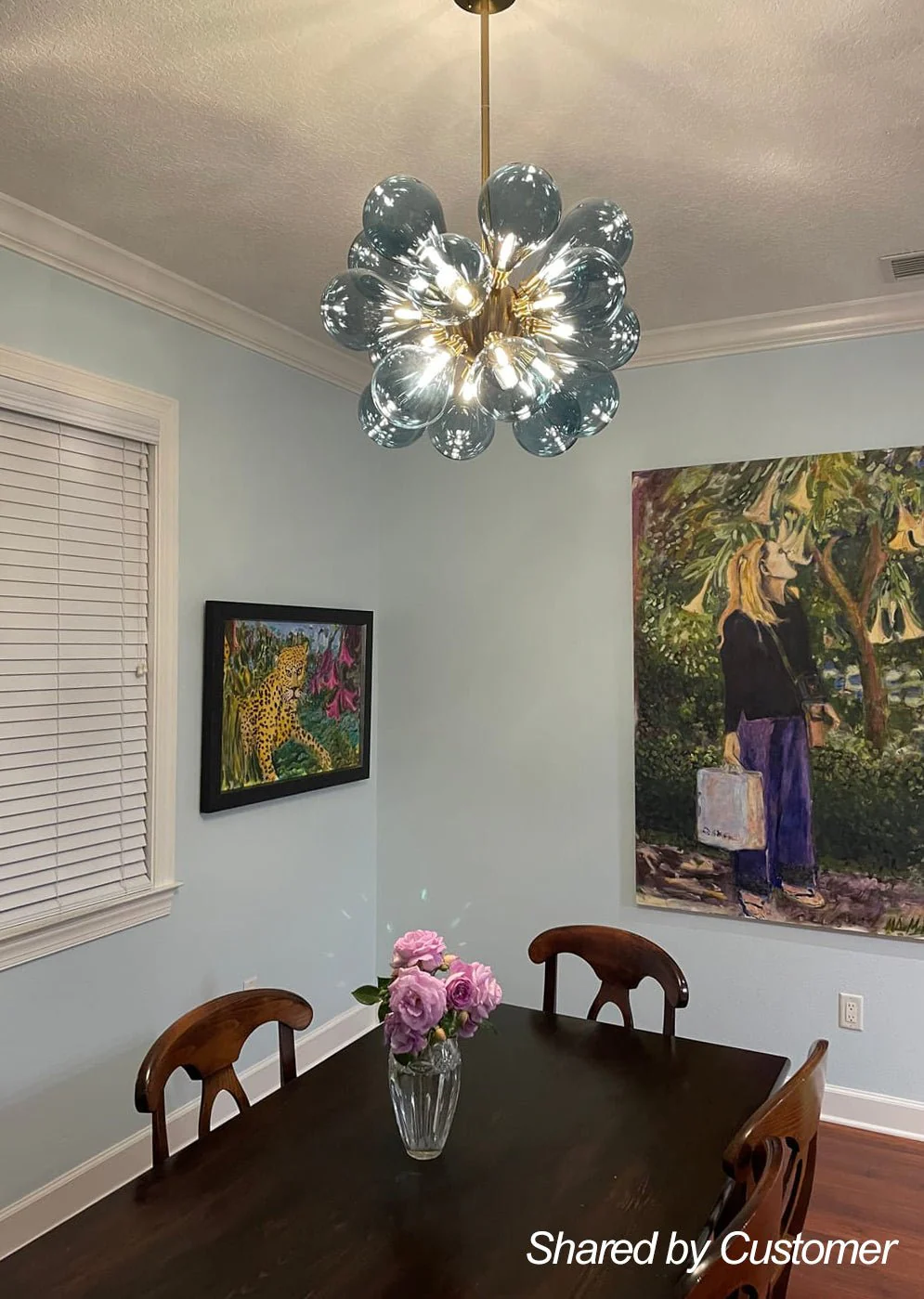 Cluster Blue Glass Bubble Chandelier - Image 7
