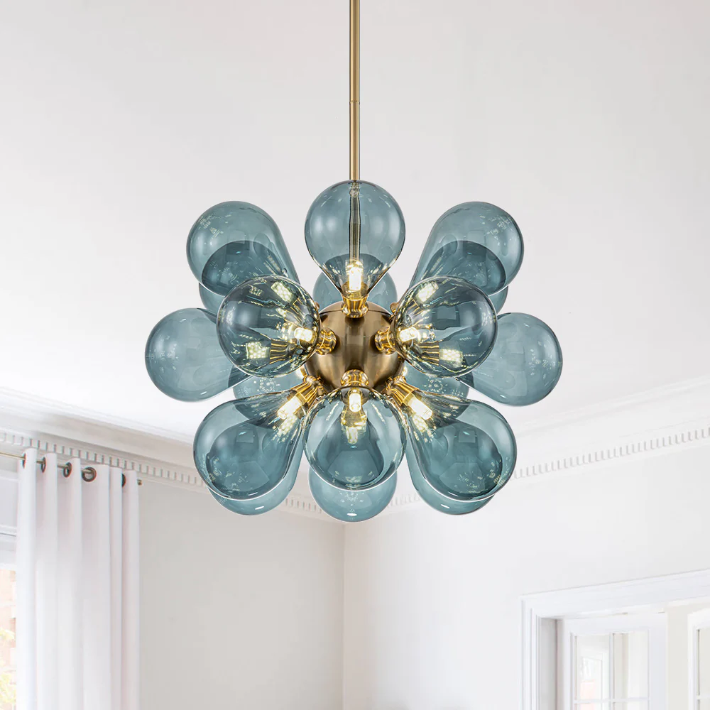 Cluster Blue Glass Bubble Chandelier - Image 9