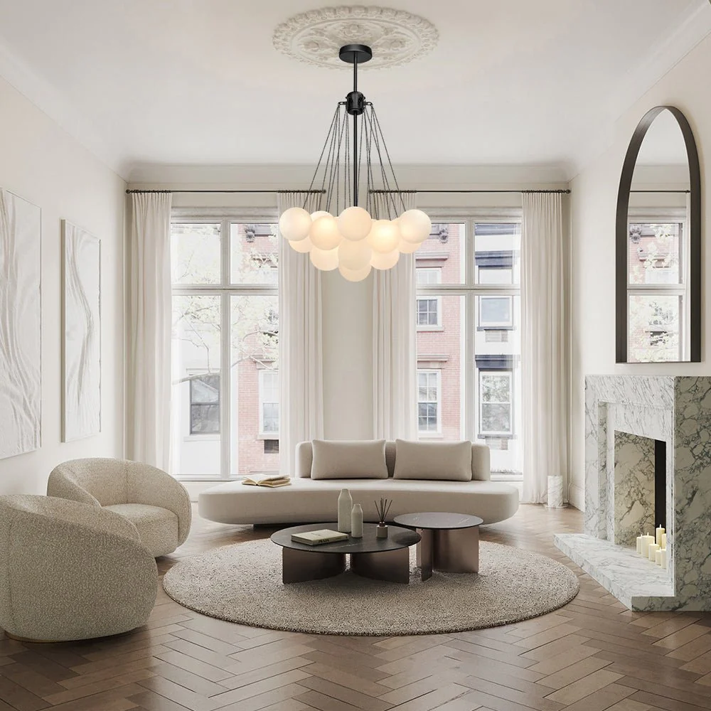 Cluster Frosted Glass Bubble Chandelier - Image 7