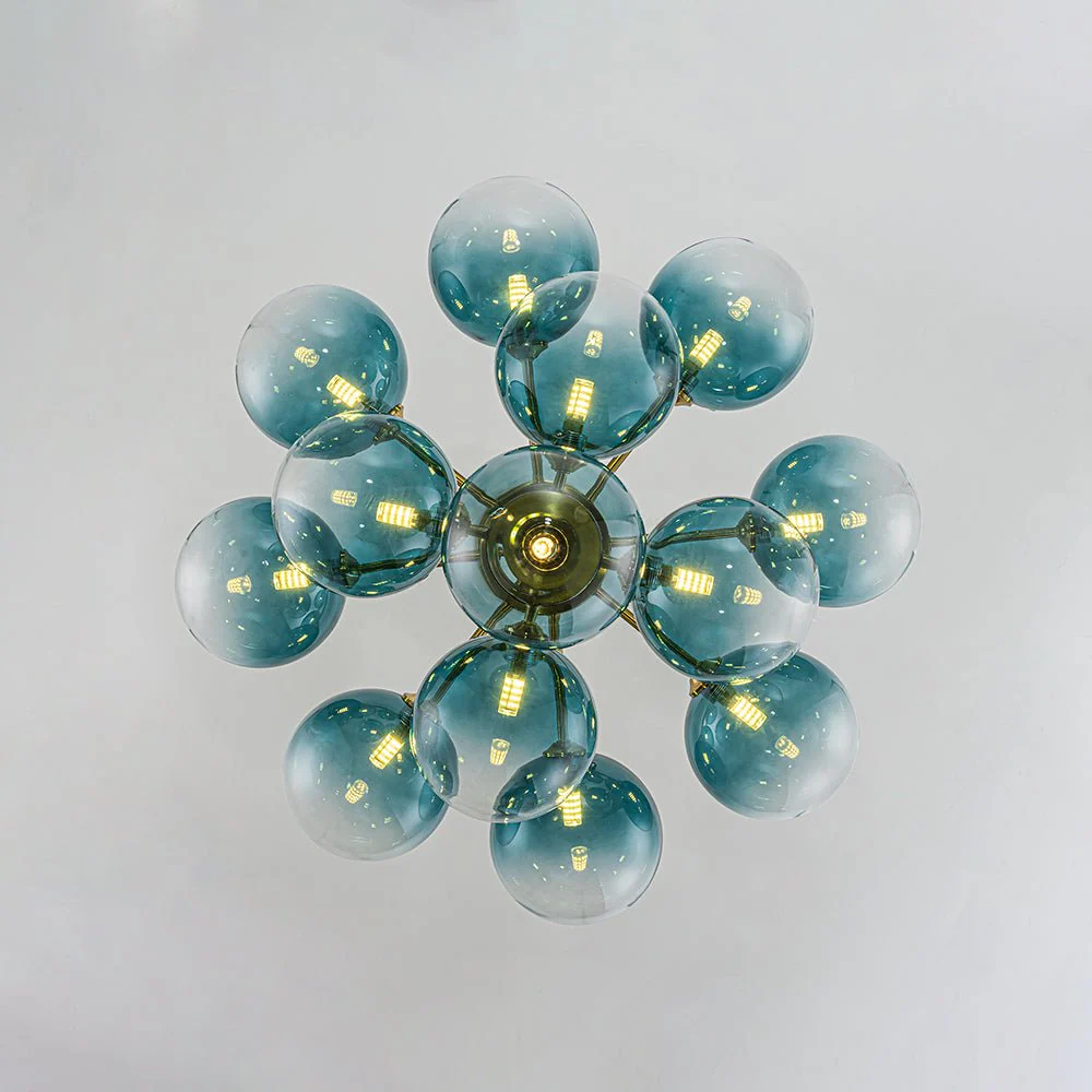 Cluster Gradual Blue Glass Bubble Tiered Chandelier - Image 11